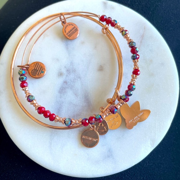 Alex and Ani Crystal Holly Set of 2 Bracelets in Rose Gold - Picture 2 of 2